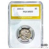 1931-S Buffalo Nickel PGA MS66
