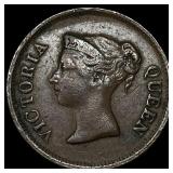 1845 Straits Settlements E.I.C Bronze 1/4 Cent