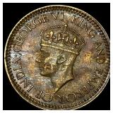 1943 Ceylon Brass 25 Cents