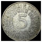 1954D Germany Silver 5 Mark .6250 ASW