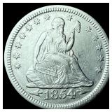 1854 Arrows Seated Liberty Quarter UNCIRCULATED