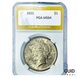 1922 Silver Peace Dollar PGA MS64