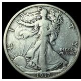 1917-S Silver Walking Liberty Half Dollar LIGHTLY