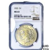 1923 Silver Peace Dollar NGC MS63