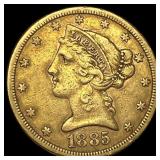1885-S Gold $5 Half Eagle NEARLY UNCIRCULATED
