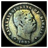 1883 Hawaii Silver 10 Cents LIGHTLY CIRCULATED