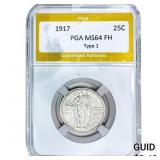 1917 Standing Liberty Quarter PGA MS64 FH TYPE 1
