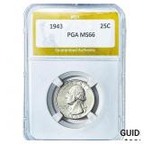 1943 Washington Silver Quarter PGA MS66