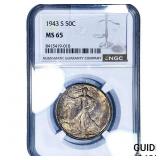 1943-S Walking Liberty Half Dollar NGC MS65