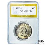 1950-D Franklin Half Dollar PGA MS66 FBL