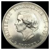 1958 Denmark Silver 5 Kroner-Anne Marie Wedding
