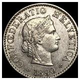 1890 Switzerland Copper Nickel 5 Rappen