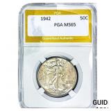 1942 Walking Liberty Half Dollar PGA MS65