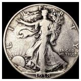 1938-D Silver Walking Liberty Half Dollar LIGHTLY