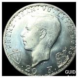 1946 Luxembourg Silver 20 Francs