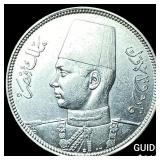 1939 Egypt Silver 5 Piastres