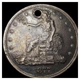 1877 Silver Trade Dollar (Holed) HIGH GRADE