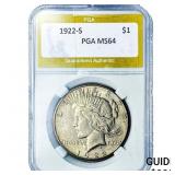 1922-S Silver Peace Dollar PGA MS64