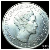 1963 Luxembourg Silver 100 Francs