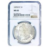 1878-CC Morgan Silver Dollar NGC MS65