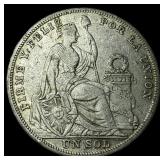 1926 Peru Silver 1 Sol .4019oz ASW