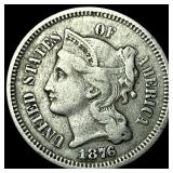 1876 Nickel Three-Cent Piece NEARLY UNCIRCULATED