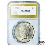 1922 Silver Peace Dollar PGA MS64