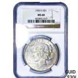 1925-S Silver Peace Dollar NGC MS60