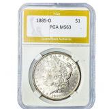 1885-O Morgan Silver Dollar PGA MS63