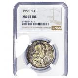 1958 Franklin Half Dollar NGC MS65 FBL