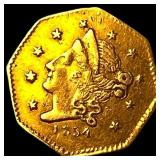 1854 California Gold 1/2 Dollar Token NEARLY UNCIR