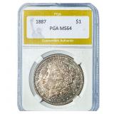 1887 Morgan Silver Dollar PGA MS64