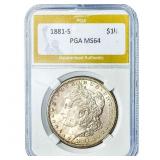 1881-S Morgan Silver Dollar PGA MS64