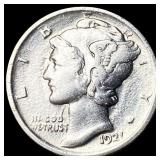1921 Silver Mercury Dime CLOSELY UNCIRCULATED