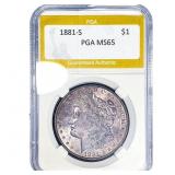 1881-S Morgan Silver Dollar PGA MS65