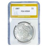 1887 Morgan Silver Dollar PGA MS64
