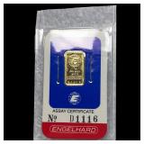 Engelhard 1g Gold Bar 999.9 Fine Assay SUPERB  GE