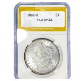 1882-O Morgan Silver Dollar PGA MS64