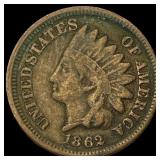 1862 Copper-Nickel Indian Head Cent NEARLY UNCIRCU