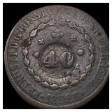 1832R Brazil Copper 40 Reis on 80 Reis CS in 1835