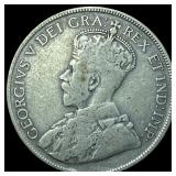 1929 Canada Silver 50 Cents NEARLY UNCIRCULATED