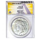 1927 Silver Peace Dollar ANACS MS60 Details