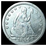 1854 Arrows Seated Liberty Quarter CLOSELY  UNCIR