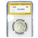1945 Walking Liberty Half Dollar PGA MS65