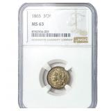 1865 Silver Three Cent NGC MS63