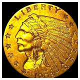 1908 Indian Head $2.5 Gold Quarter Eagle UNCIRCULA