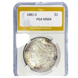 1881-S Morgan Silver Dollar PGA MS64