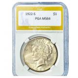 1922-S Silver Peace Dollar PGA MS64