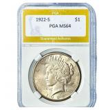 1922-S Silver Peace Dollar PGA MS64