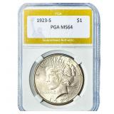 1923-S Silver Peace Dollar PGA MS64